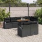 vidaXL Set da Pranzo da Giardino da 9 Pezzi con Cuscini in Rattan Nero e Acacia vidaXL Set da Pranzo da Giardino da 9 Pezzi con Cuscini in Rattan Nero e Acacia