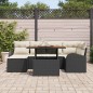vidaXL Set pranzo da giardino 7 pezzi con cuscini in rattan nero e acacia
