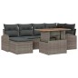 vidaXL Set da Pranzo da Giardino 7 Pezzi con Cuscini Grigi in Polyrattan e Acacia vidaXL Set da Pranzo da Giardino 7 Pezzi con Cuscini Grigi in Polyrattan e Acacia