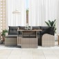 vidaXL Set da Pranzo da Giardino 7 Pezzi con Cuscini Grigi in Polyrattan e Acacia vidaXL Set da Pranzo da Giardino 7 Pezzi con Cuscini Grigi in Polyrattan e Acacia