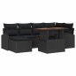 vidaXL Set da Giardino da 7 Pezzi con Cuscini in Rattan e Poliestere Nero Acacia