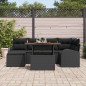 vidaXL Set da Giardino da 7 Pezzi con Cuscini in Rattan e Poliestere Nero Acacia