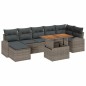 vidaXL Set da pranzo da giardino , 8 pezzi con cuscini grigi in rattan sintetico e legno di acacia.