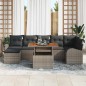 vidaXL Set da pranzo da giardino , 8 pezzi con cuscini grigi in rattan sintetico e legno di acacia.