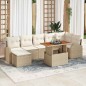 vidaXL Set da pranzo da giardino di 8 pezzi di con cuscini beige in poly rattan e legno di acacia.