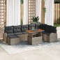 vidaXL Set da pranzo da giardino 9 pezzi in rattan grigio effetto polipropilene e legno di acacia con cuscini