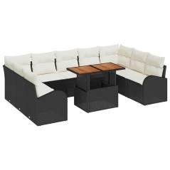 vidaXL Set da pranzo da giardino da 10 pezzi con cuscini in rattan sintetico nero