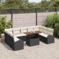 vidaXL Set da pranzo da giardino da 10 pezzi con cuscini in rattan sintetico nero