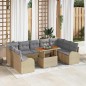 vidaXL Set da pranzo da giardino in 10 pezzi con cuscini in rattan poly beige e legno d'acacia