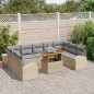 vidaXL Set da pranzo da giardino in 10 pezzi con cuscini in rattan poly beige e legno d'acacia
