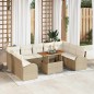 vidaXL Set da pranzo da giardino da 10 pezzi con cuscini beige in rattan sintetico e legno di acacia