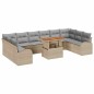vidaXL Set da Pranzo da Giardino 11 Pezzi con Cuscini Beige in Rattan Sintetico e Acacia.