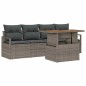 vidaXL Set da giardino a 5 pezzi in rattan grigio con cuscini in poliolefine e acacia.