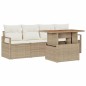 vidaXL Set da Giardino 5 Pezzi con Cuscini in Rattan Poly Beige e Acacia vidaXL Set da Giardino 5 Pezzi con Cuscini in Rattan Poly Beige e Acacia