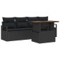 vidaXL Set di divani da giardino 5 pezzi con cuscini in rattan nero e acacia vidaXL Set di divani da giardino 5 pezzi con cuscini in rattan nero e acacia