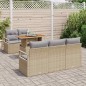 vidaXL Set di divani da giardino in 6 pezzi con cuscini beige, in polirattan e acacia.