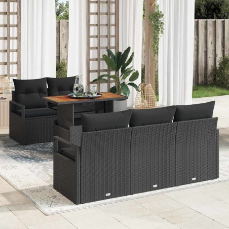 vidaXL Set di divani da giardino 6 pezzi con cuscini in rattan polietilene e acacia