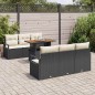 vidaXL Set di divano da giardino da 7 pezzi con cuscini neri in rattan sintetico e acacia.