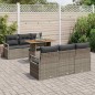 vidaXL Set da Giardino 7 Pezzi con Cuscini Grigi in Rattan Sintetico e Acacia