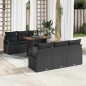 vidaXL Set da Giardino 7 Pezzi con Cuscini in Rattan Nero e Acacia