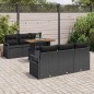 vidaXL Set da Giardino 7 Pezzi con Cuscini in Rattan Nero e Acacia