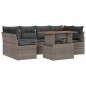 vidaXL Set Divano da Giardino 7 Pezzi con Cuscini Grigi in Polyrattan e Acacia