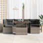 vidaXL Set Divano da Giardino 7 Pezzi con Cuscini Grigi in Polyrattan e Acacia
