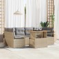 vidaXL Set Divano da Giardino 7 Pezzi con Cuscini Beige in Polyrattan e Acacia vidaXL Set Divano da Giardino 7 Pezzi con Cuscini Beige in Polyrattan e Acacia