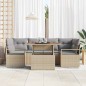 vidaXL Set Divano da Giardino 7 Pezzi con Cuscini Beige in Polyrattan e Acacia vidaXL Set Divano da Giardino 7 Pezzi con Cuscini Beige in Polyrattan e Acacia