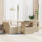 vidaXL Set di divani da giardino 7 pezzi con cuscini beige in rattan e poltrone in acacia