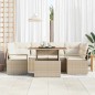 vidaXL Set di divani da giardino 7 pezzi con cuscini beige in rattan e poltrone in acacia