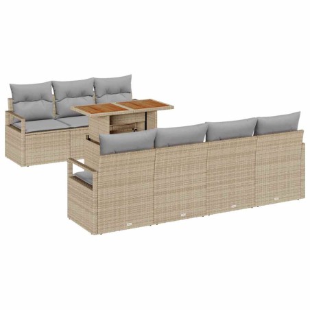 vidaXL Set Divano Giardino con cuscino 8 pcs Beige e grigio Grande