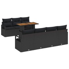 vidaXL Set Divano da Giardino 8 pcs Nero 6 posti Rattan e alluminio