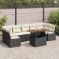 vidaXL Set di Sofà da Giardino con cuscino 8 pcs Nero e Crema Grande