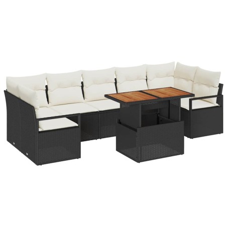 vidaXL Set di Sofà da Giardino con cuscino 8 pcs Nero e Crema Grande