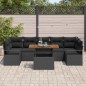 vidaXL Set Divani Esterno 8 pcs Nero Grande Rattan e Tessuto