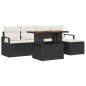 vidaXL Set Divano Giardino con cuscino 6 pcs Nero e Crema Medio
