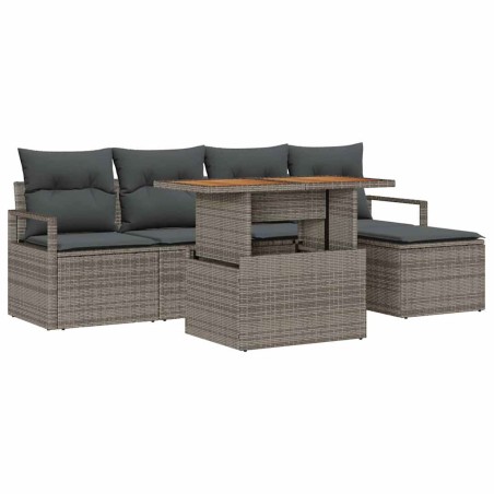 vidaXL Set di divani da giardino con cuscino 6 pcs Grigio Grande