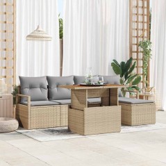 vidaXL Set di divani da giardino con cuscino 6 pcs Beige e grigio
