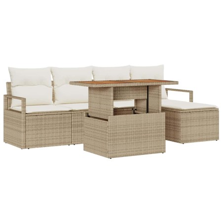 vidaXL Set Divano da Giardino con cuscino 6 pcs Beige e Crema Medio