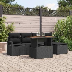 vidaXL Set Divano da Giardino con cuscino 6 pcs Nero Standard