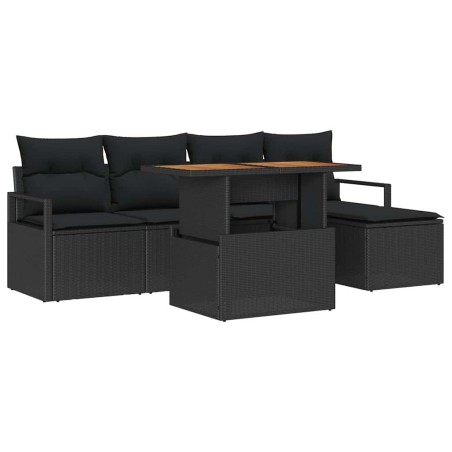 vidaXL Set Divano da Giardino con cuscino 6 pcs Nero Standard
