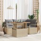 vidaXL Set di divani da giardino 5 pezzi con cuscini beige in rattan sintetico e legno di acacia