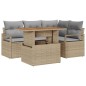 vidaXL Set di divani da giardino 5 pezzi con cuscini beige in rattan sintetico e legno di acacia