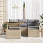 vidaXL Set di divani da giardino 5 pezzi con cuscini beige in rattan sintetico e legno di acacia
