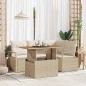 vidaXL Set da giardino di 5 pezzi con cuscini in rattan sintetico beige e acacia vidaXL Set da giardino di 5 pezzi con cuscini in rattan sintetico beige e acacia
