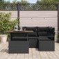 vidaXL Set divano da giardino 5 pezzi con cuscini neri in rattan sintetico e acacia