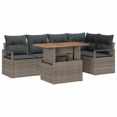 vidaXL Set Giardino 6 Pezzi con Cuscini Grigi in Rattan Sintetico e Acacia