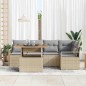 vidaXL Set di divani da giardino 6 pezzi con cuscini in rattan poly beige e legno di acacia