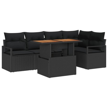 vidaXL Set di divani da giardino 6 pezzi con cuscini neri in rattan sintetico e acacia